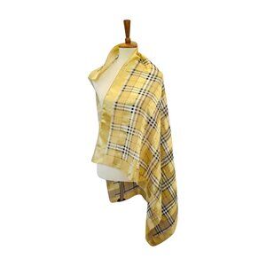 Gold plaid large square scarf, sheen, 39" square